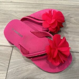 Pink toddler floral flip flops size 12